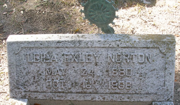 Grave of Leila Walton Exley, wife of George Mosse Norton, in the Bonaventure cemetery.